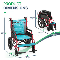 [FDA APPROVED]Foldable Lightweight Transport Wheelchair w/Handbrakes & Footrest