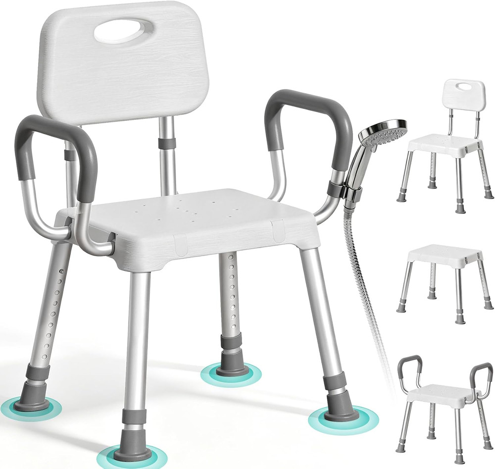 HOMENURSE Shower Chair for Inside Shower, 400 lbs, Wider Seat, Lightweight | 9-L