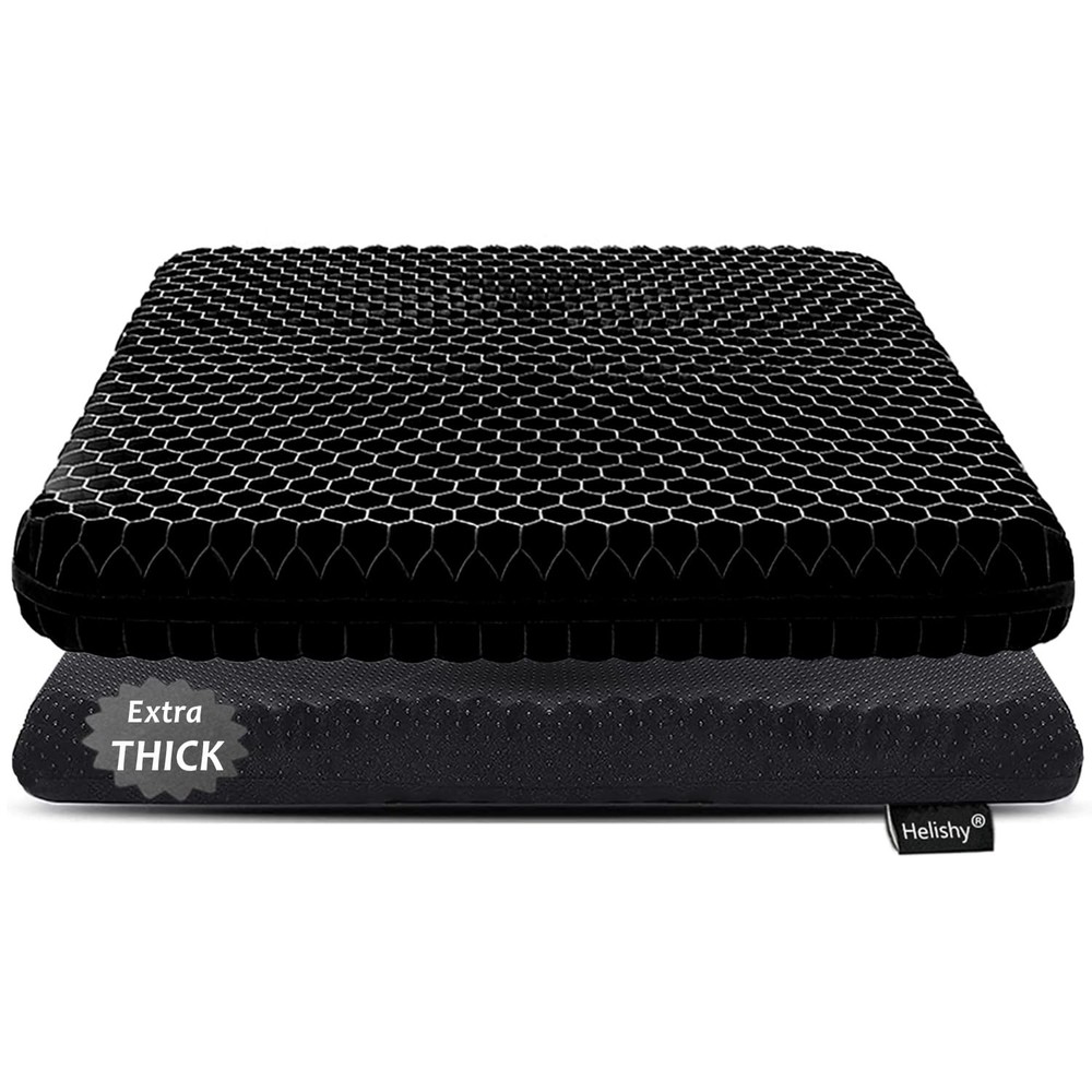 Extra Thick Gel Seat Cushion 2 Inch Pain Relief Black Office Chair Car