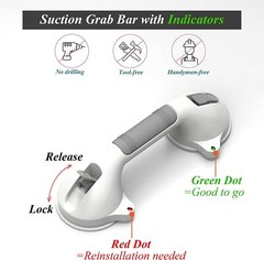 16.5Inch 2 Pack Suction Balance Assist Bathroom Handle, Bath Grab Bar