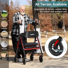 StrollAid Upright Walkers for Seniors, Tall Standing Folding Rolling Walker USA