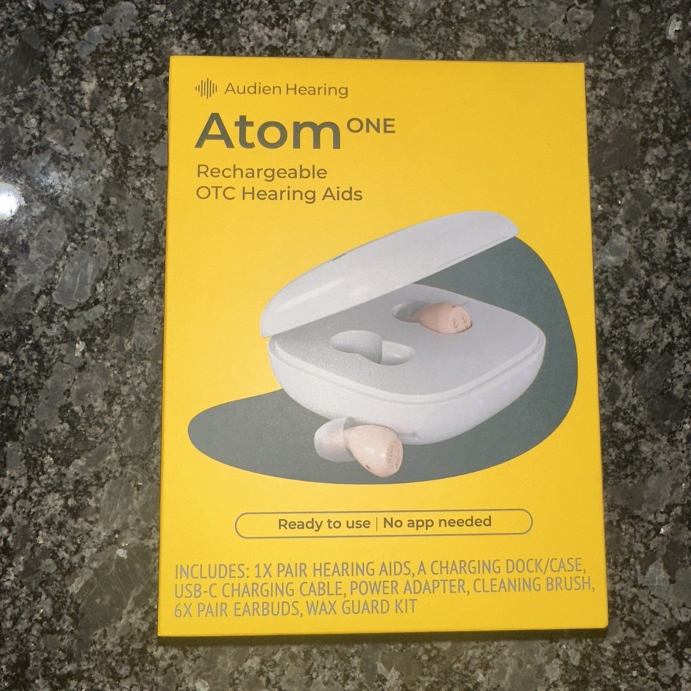 Audien Atom One OTC Hearing Aids Wireless, Rechargeable, Beige