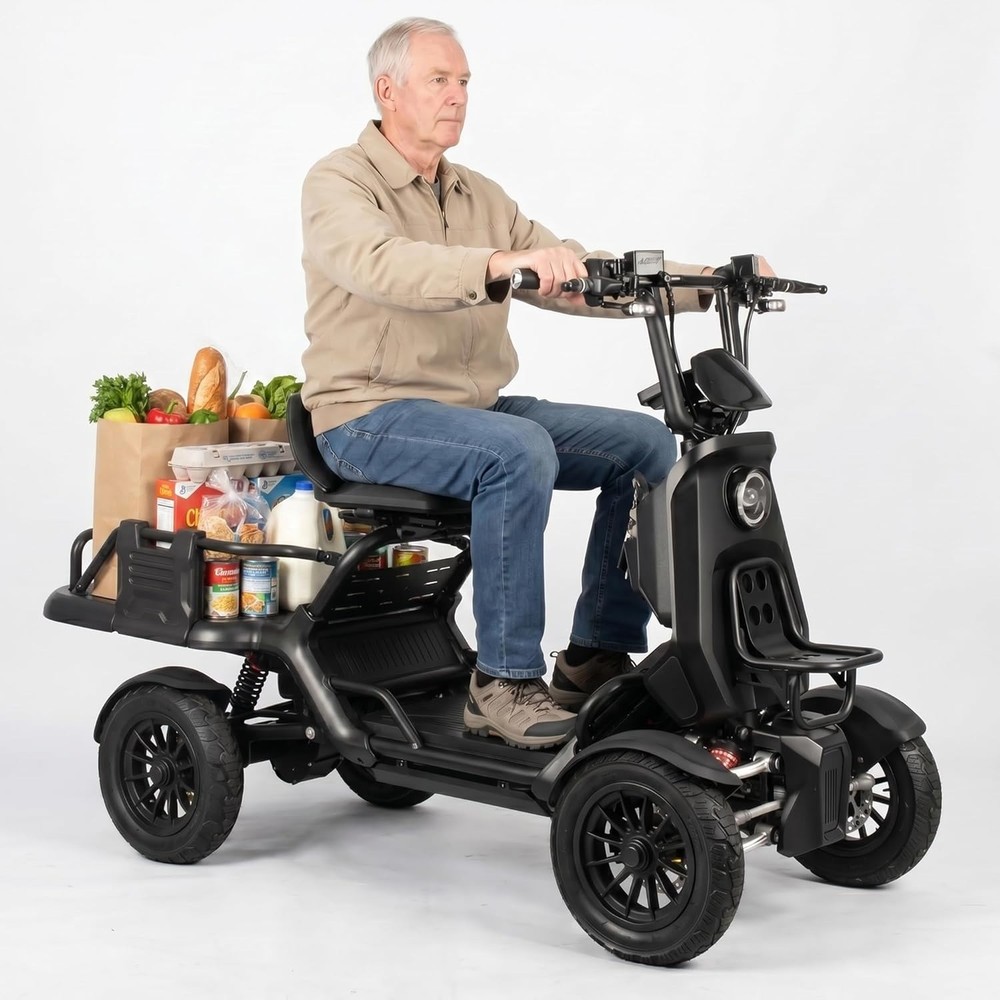 500W Heavy Duty 4 Wheel Mobility Scooters for Seniors Adults with Cargo Platform