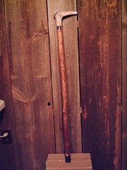 walking stick cane ELK antler handle BRASS collar VERY stiff MAPLE wood shaft