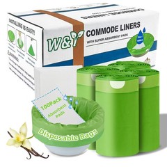 100 Pack Commode Liners with Super Absorbent Pads, Universal Fit All Standard…