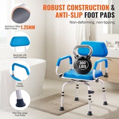 Luxury Padded Shower Seat 300lb Capacity with 4-Level Height Adjust