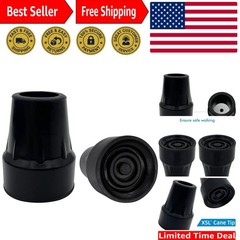 Durable 7/8 Inch Cane Tips – Metal Reinforced Skid-Resistant Rubber, Pack of 2