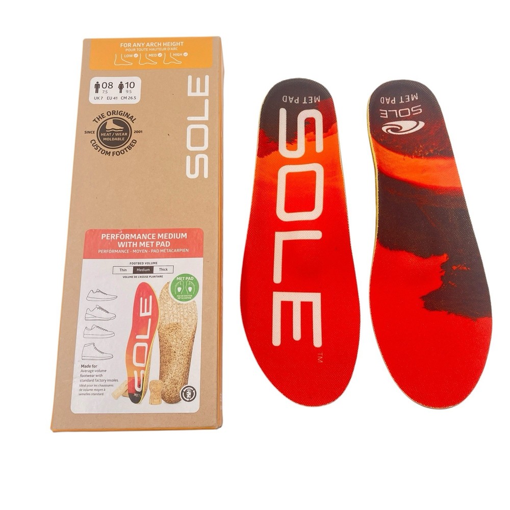 SOLE Performance Medium Orthotic Insoles Men 8 Women 10 Heat Moldable