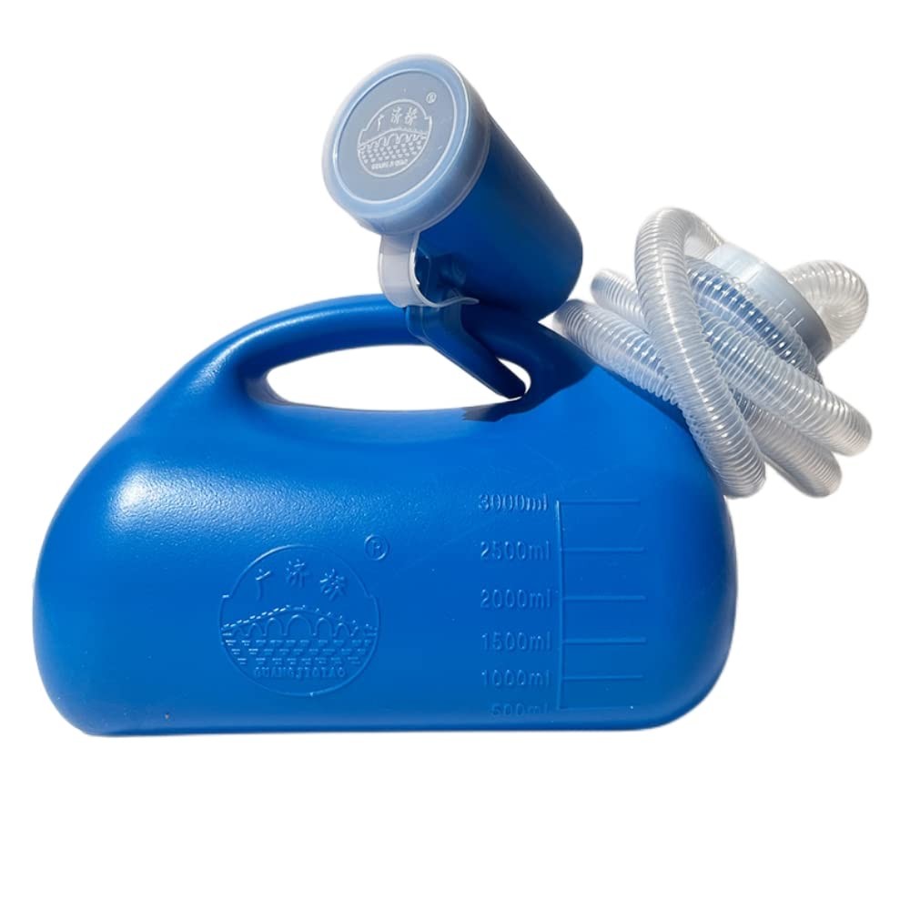 YUMSUM 3000ML Large Male Urinal,YUMSUM Portable Mens 3000 ML, Blue With Hose