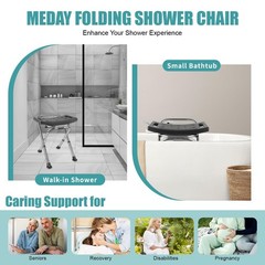 Height Adjustable Folding Shower Chair – Portable Anti-Slip Bath Stool for Senio