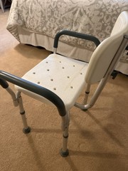 Guardian Folding Shower Chair Backrest Padded Arms Non-Slip Adjustable 16-21″