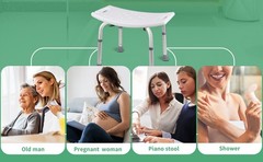 Shower Chair Medical Bath Seat Bench Bathroom Stool 300 lb 6 Height AdjustableOp