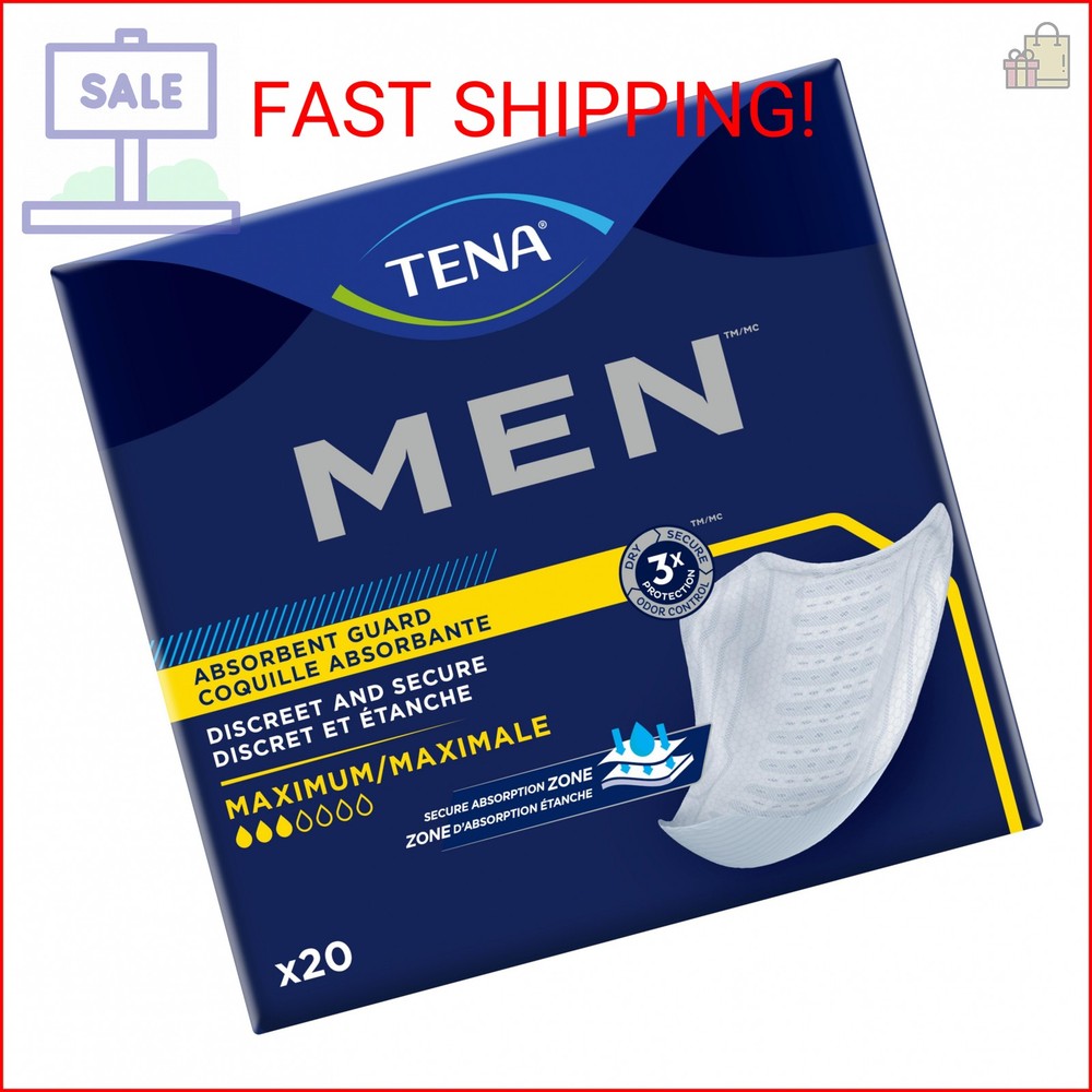 Tena Incontinence Guards for Men, Maximum Absorbency, 20 ct