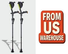 Ergoactives 7G Ergobaum Black Adult Forearm Crutches – Shock Absorbing Design.