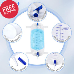 5 Pack 1000Ml Leg Bag Urinary Drainage Bag with anti Reflux Valve, 33.8Oz Large