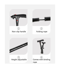 Collapsible Alarm Walking Stick With LED Non-slip Adjustable Safety Walking Cane