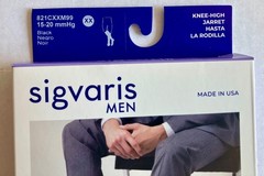 Sigvaris Medical Compression Socks Men Black Microfiber XX Knee High 15-20 mmHg