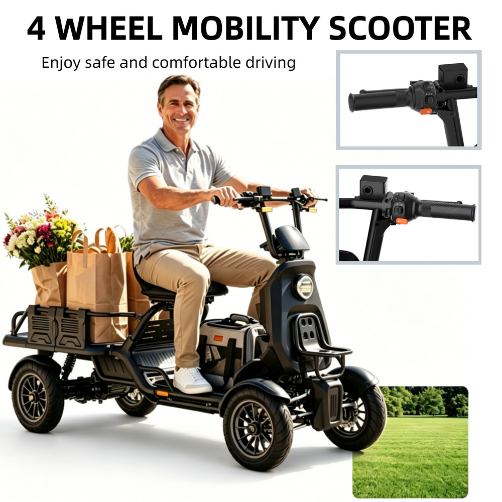 1000W 4 Wheel Mobility Scooter Speed 15.5 MPH All Terrain Electric Scooter NEW