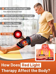 Red Light Therapy Knee Brace, Vibration Knee Massage with Extension Band, Wirele