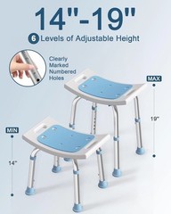 Bathroom Bench Durable Adjustable Aluminum 400lb Senior Handicap Suction Secure