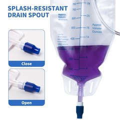 750ml Nephrostomy Drainage Bag with 24-inch Silicone Tubing, Twist Drain Valv.