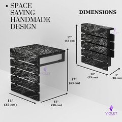 Marble Pattern Wall Mounted Folding Handmade Premium Teak Wood Seat