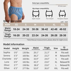 2 Pack Adult TPU Waterproof Incontinence Pants Reusable Diaper Cover Blue Size L