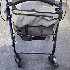 Probasics 4-Wheel Rollator Walker with Padded Seat, Backrest & Storage Bag Blue