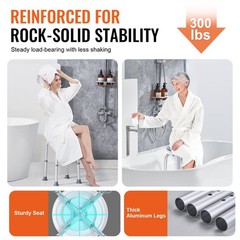 300lb 360° Swivel Seat & Adjustable Height Shower Chair, Non-Slip Bathtub Stool
