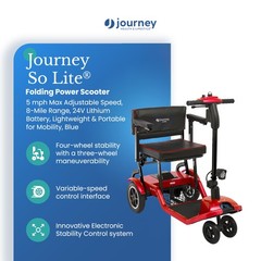 Journey So Lite Folding Power Scooter, Lightweight, 5 mph Max Adjustable Speed