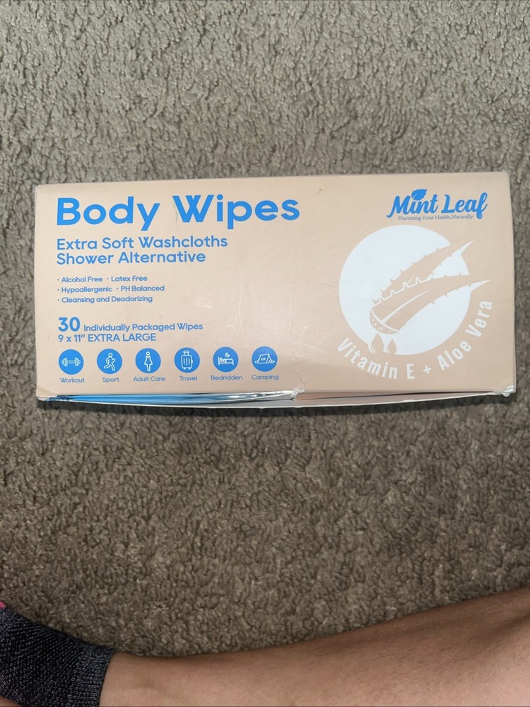 XL Deodorizing Body Wipes with Vitamin E Aloe Scent 9×11 | 30 Individually Packs