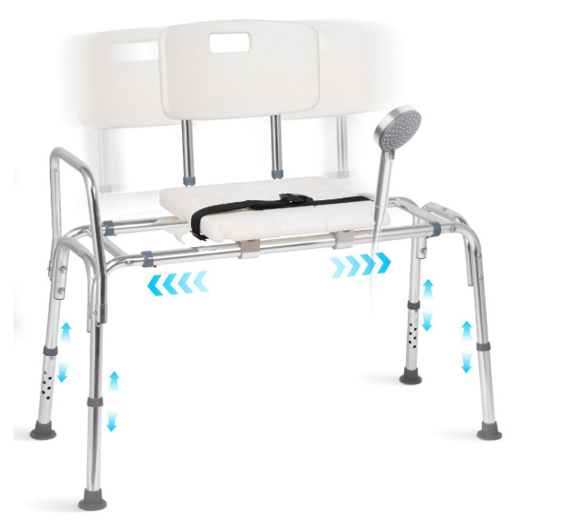 MaxKare Sliding Transfer Bench Shower Chair 300lb Adjustable Non-Slip
