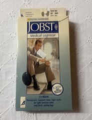 Jobst Mens Knee High Sock 15-20mmHg Compression Black Medium New Old Stock Vtg