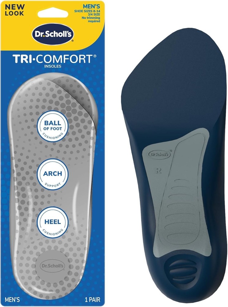 Dr. Scholl’s Comfort Tri-Comfort Insoles for Men, 1 1 Pair (Pack of 2), Black