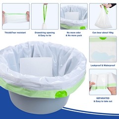 60 Pack Commode Liners with Absorbent Pads for Portable Toilet Bucket