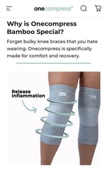 One Compress Bamboo Premium Knee Sleeve Gray Size 4XL New In Package