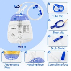 5 Pack Urinary Leg Bag,1500ml Urinary Drainage Bag with Cloth Tape,