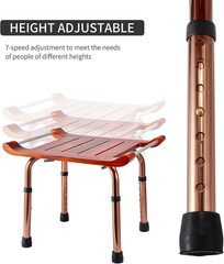 Teak Shower Bench with Handles, Shower Chair for Inside Shower, Height Adjustabl