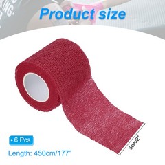 6Pcs 2″ x 177″ Self Adhesive Bandage Wrap Elastic Self Tape Wine Red