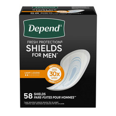 (3 Pack) Depend Shields Incontinence Pads for Men, Light Absorbency, 58 Count