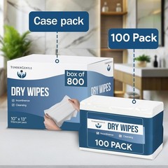 Dry Wipes for Adults 2×100 Pack, Unscented Disposable Washcloths 10″x13″