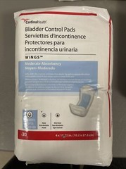 Cardinal Health Bladder Control Incontinence Pads w/ Wings packof 20 pads Lots 4