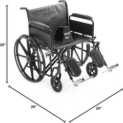 ProHeal 26″ Heavy Duty Bariatric Wheelchair for Adults BLACK 500LB Capacity NEW!