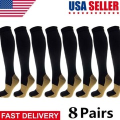 8Pairs Copper Compression Socks For Men Women Running Athletic Medical Pregnancy