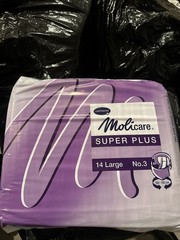 Sealed Pack Of 14 Large Molicare Purple Vintage Plastic Adult Diapers