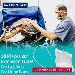 VWJ 10 Pack 20 Inch Leg Bag Extension Tubing – Flexible, Latex-Free Drainage Hos