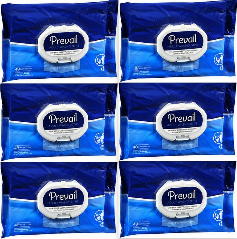 PREVAIL Adult Washcloths 8 x 12 inch 48 ct Softpack ( 6 pack ) 288 total