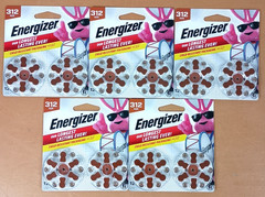5 12-packs ENERGIZER 312 1.45V Hearing Aid Battery Exp 12/2029 – 60 Batteries