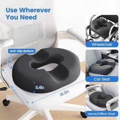 Donut Pillow for Tailbone Pain, Hemorrhoids – Cooling Gel Memory Foam Chair Seat
