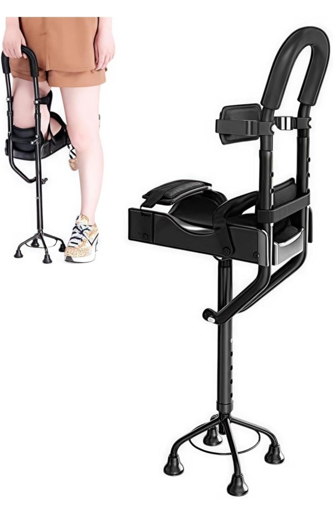 Hands Free Knee Crutch, Single Leg Telescopic Walker, Non Slip Assistive Device